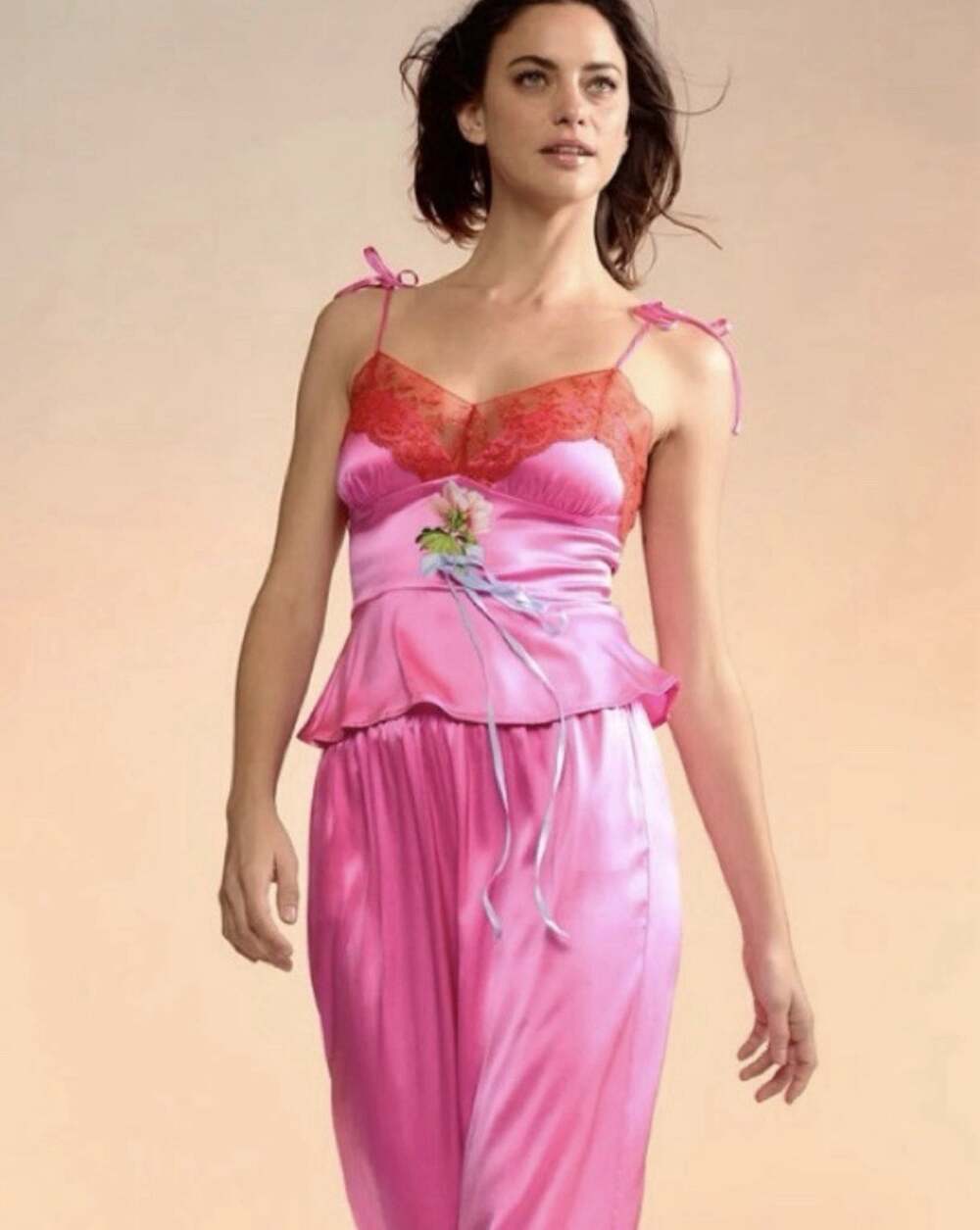 Y2k Cynthia Rowley Women’s Iris Collection Pink Silk Lace Cami Top Fairy Size S